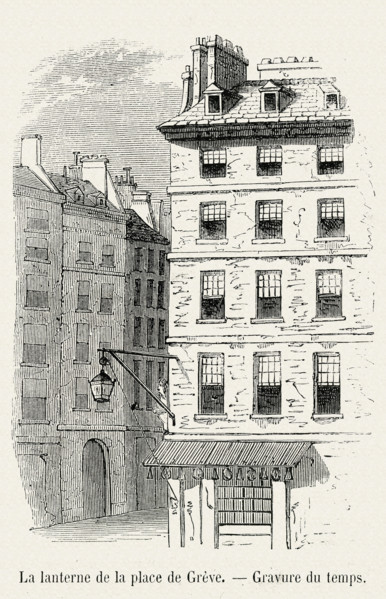 Révolution. La lanterne de la Place de Grève. Gravure 19e.