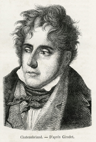 Chateaubriand, d'après Girodet. François-René, vicomte de Chateaubriand (Saint-Malo, 4 septembre