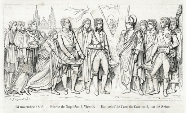 13 novembre 1805. Entrée de Napoléon à Vienne. Bas-relief de l'arc du Carrousel, par de Seine.