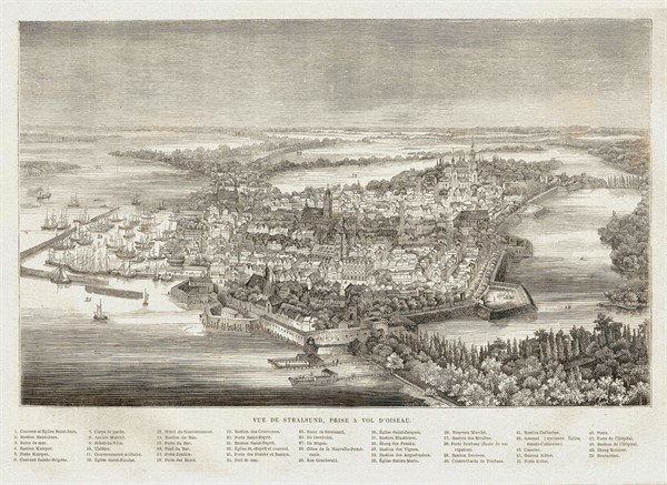 Vue de Stralsund. Stralsund est une ville du Mecklembourg-Poméranie occidentale, partie de la