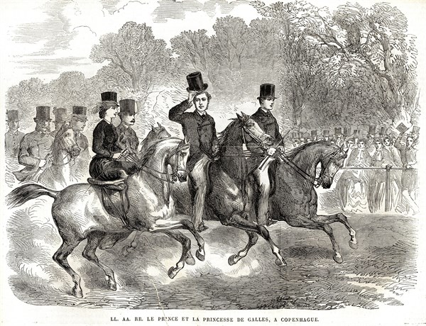 Le Prince et la Princesse de Galles lors d'un voyage à Copenhague, en 1864.