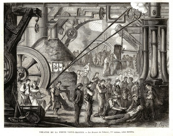 1864. Paris. Théâtre de la Porete Saint-Martin. "Les drames du cabaret", 7ème tableau, scène