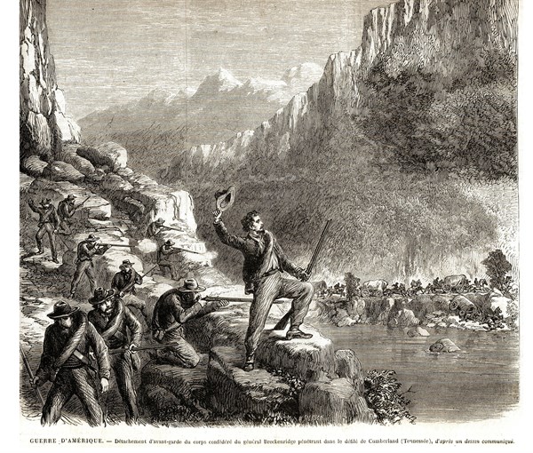 1864. Guerre de Sécession. Amérique. Détachement d'avant-garde du corps confédéré du général
