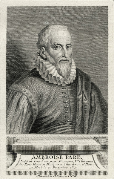 Ambroise Paré, né vers 1510 au Bourg-Hersent, près de Laval et mort le 20 décembre 1590 à Paris,