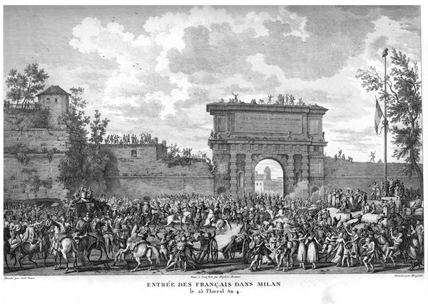 Epopée napoléonienne. Napoléon 1er. Entrée des Français dans Milan, le 25 Floréal de l'An IV.