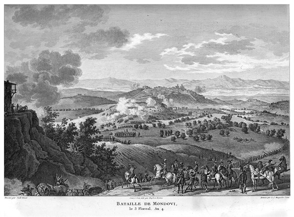 Epopée napoléonienne. Napoléon 1er. Bataille de Mondovi, le 3 Floréal de l'An IV. Italie.