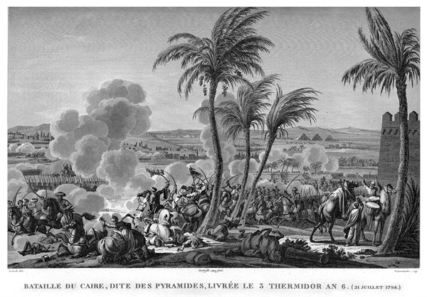 Epopée napoléonienne. Napoléon 1er. Bataille du Caire, dite des Pyramides, livrée le 3 Thermidor de
