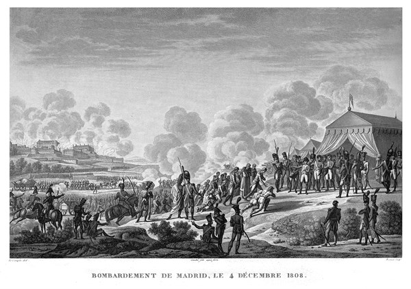 Epopée napoléonienne. Napoléon 1er. Bombardement de Madrid, le 4 décembre 1808.