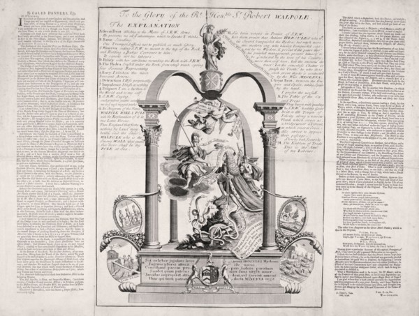 To the Glory of the Rt Honble Sr Robert Walpole', 1730. Artist: F Dumouchel