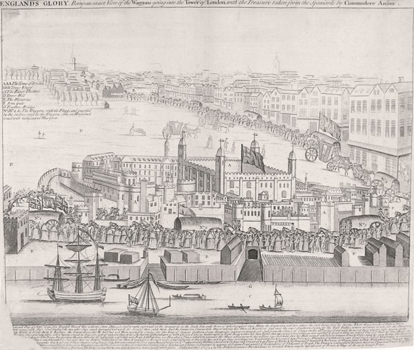 View of the Tower of London from the River Thames, 1744. Artist: Anon