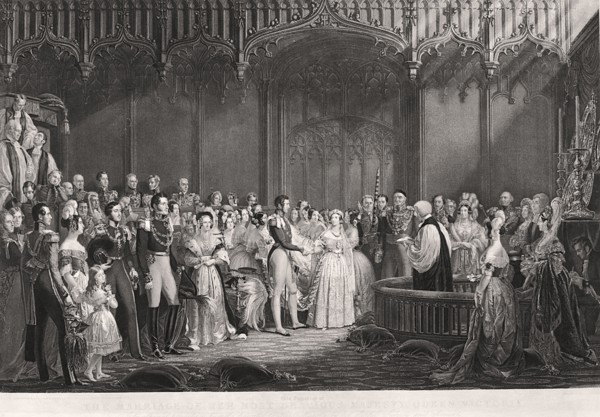Queen Victoria and Prince Albert's marriage in St James's Palace, London, 1840. Artist: Anon