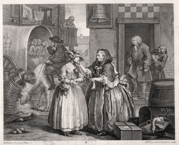 'Innocence betrayed, or the journey to London', plate I of The Harlot's Progress, 1732. Artist: William Hogarth