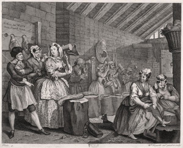 'In Bridewell beating hemp', plate IV of The Harlot's Progress, 1732. Artist: William Hogarth