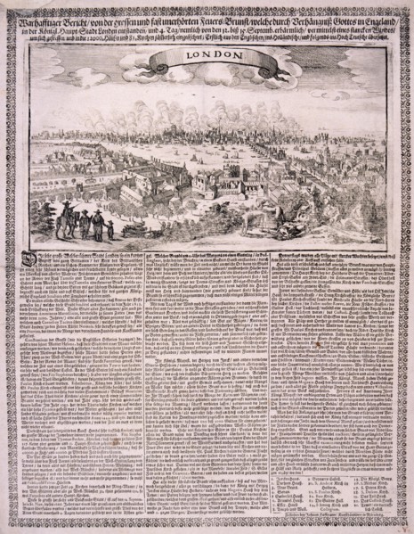 The Great Fire of London, 1666. Artist: Anon