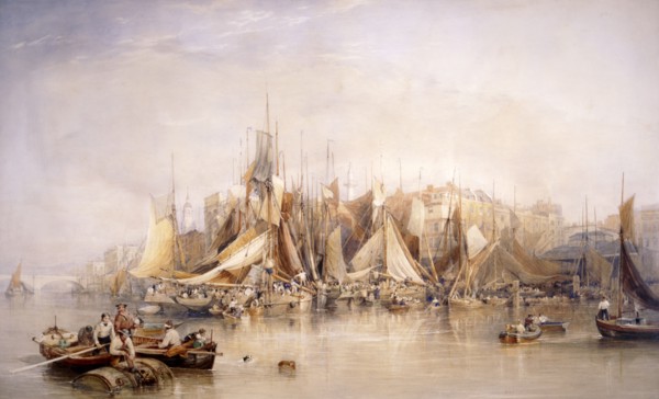 'Billingsgate, First Day of Oysters, Early Morning', 1843. Artist: Edward Duncan