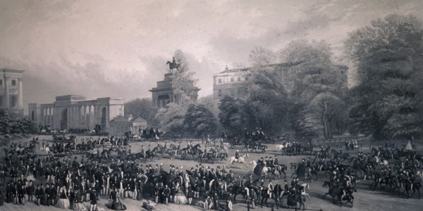 Rotten Row, Hyde Park, London, 1867. Artist: WH Simmons