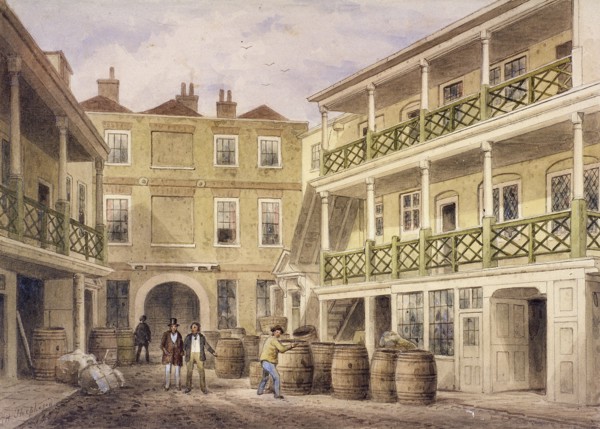 Bell Inn, Aldersgate Street, London, 1857. Artist: Thomas Hosmer Shepherd