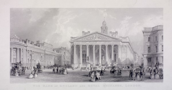 Bank of England, Threadneedle Street, London, c1850. Artist: Thomas Abiel Prior