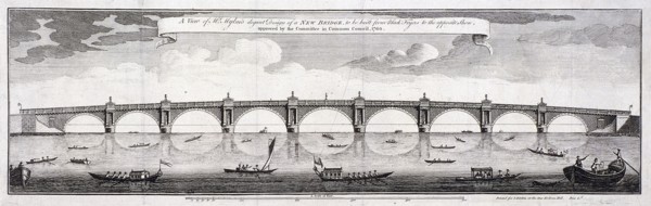 Design for Blackfriars Bridge, London, 1760. Artist: Robert Mylne II