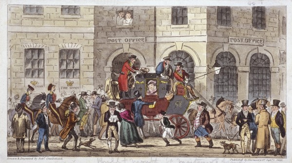 Bull and Mouth Street, City of London, 1825. Artist: Isaac Robert Cruikshank