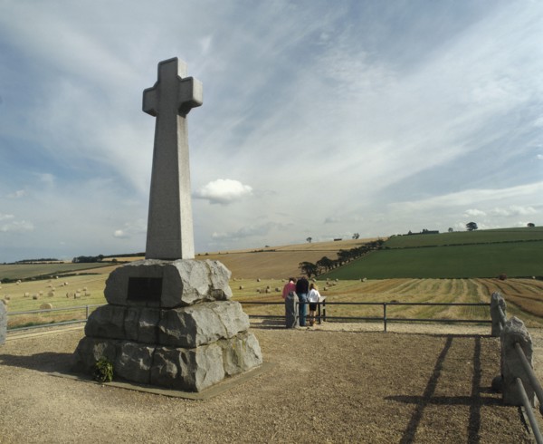 Memorial cross at Flodden Field, site of Battle of Flodden 1513, Northumberland, 1994