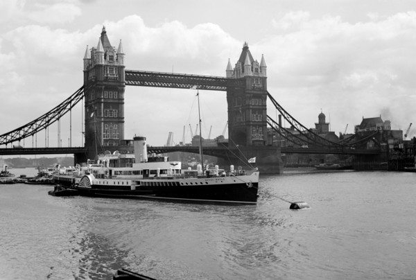 The 'Royal Eagle' paddle steamer with Tower Bridge in the background, London, c1945-c1965 Artist