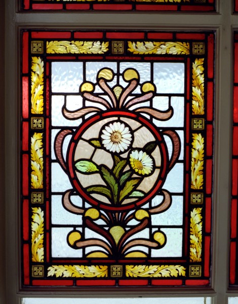 Stained glass window at Uffculme Hospital, Birmingham, West Midlands, 2000