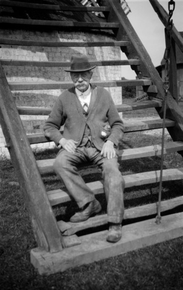 Miller outside his windmill, Outwood, Surrey, 1933
