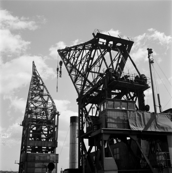 Cranes in London docks, c1945-c1965