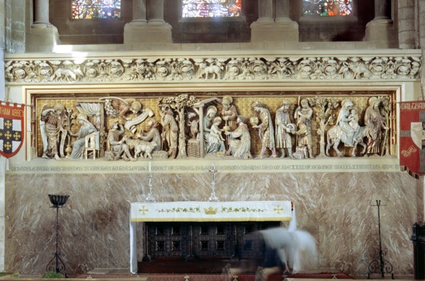 Reredos at Waltham Abbey, Essex, 1964