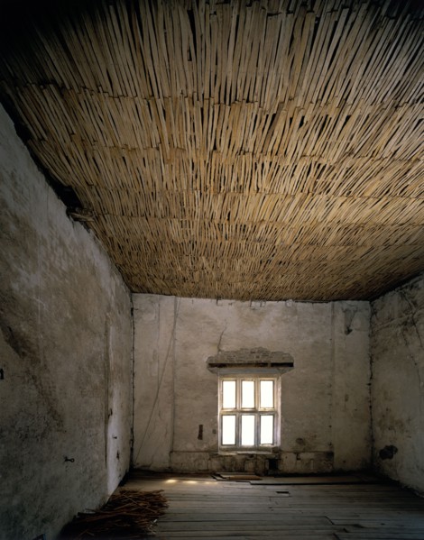 Ceiling repaired with chestnut laths, Acton Court, Bristol, 1989