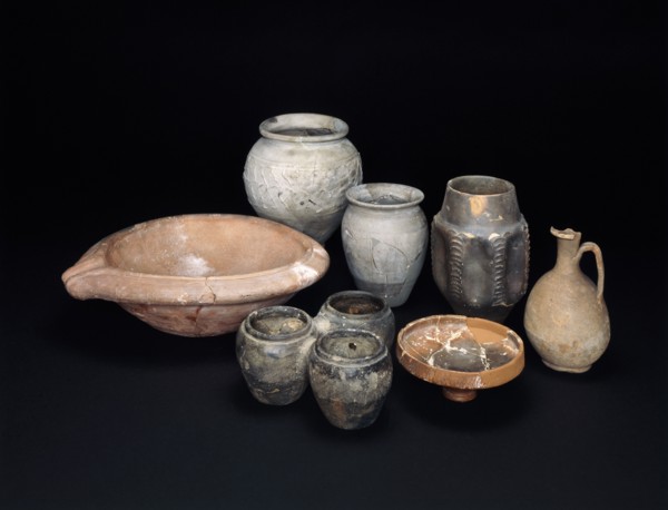 Pottery vessels excavated from Aldborough Roman Town, North Yorkshire