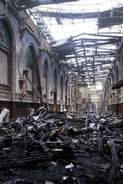 Fire damage at St George's Hall, Windsor Castle, Windsor, Berkshire, 1992