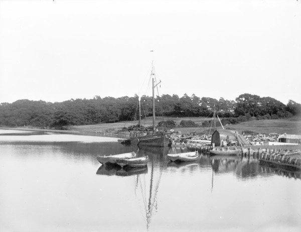 Boats moored on the river Beaulieu, Beaulieu, Hampshire, c1860-c1922