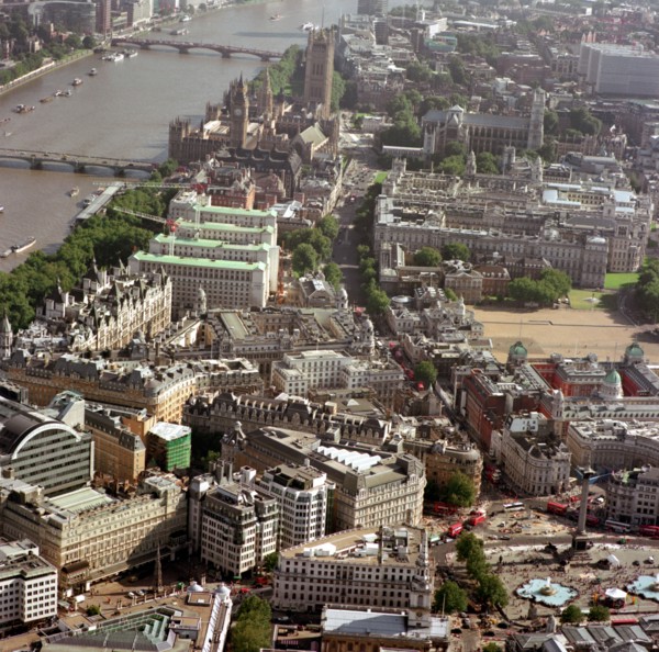 Aerial view of Westminster, London, 2002
