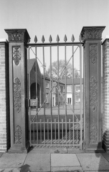 Wrought iron gate east of Lambeth Palace, Lambeth Road, Lambeth, London, c1945-1980