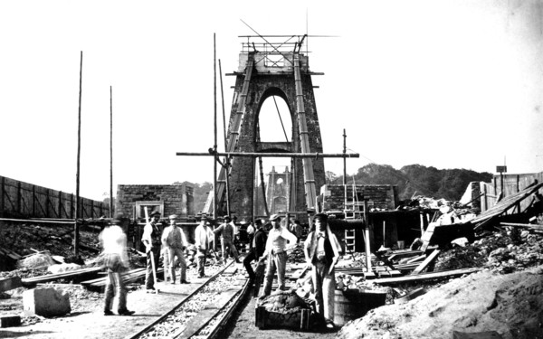 Clifton Suspension Bridge under construction, Bristol, 1864