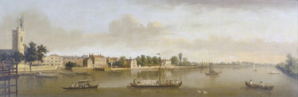 'Putney and the Thames from Putney Bridge', c1750. Artist: Unknown