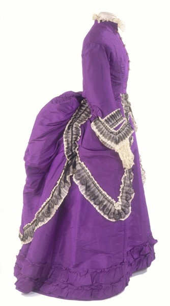 A side view of a fashionable day dress, c1875. Artist: Unknown