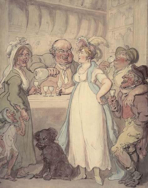 A young attractive woman is introduced to the 'pleasures' of gin drinking, c1810. Artist: Thomas Rowlandson