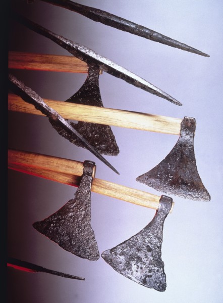 Viking battle-axes and spears from the Thames at London Bridge, c840-c1020. Artist: Unknown