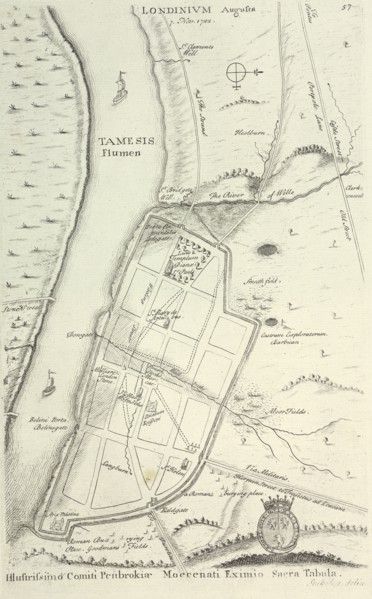 Earliest known map of Roman London, 1722. Artist: William Stukely