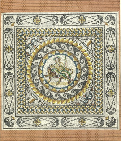 Mosaic floor with Bacchus on a tiger, Roman, from London, (1st century?). Artist: Unknown