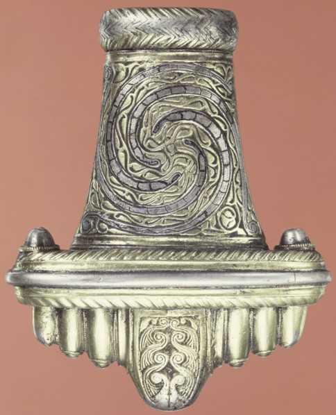 Silver gilt sword pommel, (Saxon?). Artist: Unknown