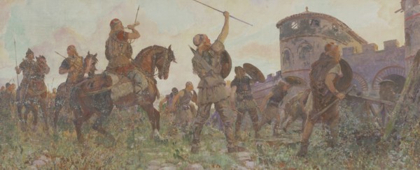 Arrival of the Saxons in London, c530 AD, (c1912). Artist: Amedee Forestier