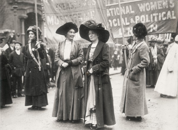 Christabel Pankhurst at a suffragette demonstration, c1910. Artist: Unknown