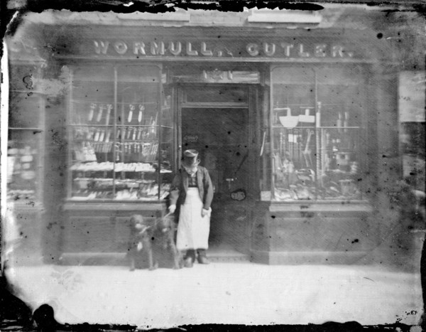 Exterior of Wormull & Cutler, a hardware shop, (late 19th century?). Artist: Unknown
