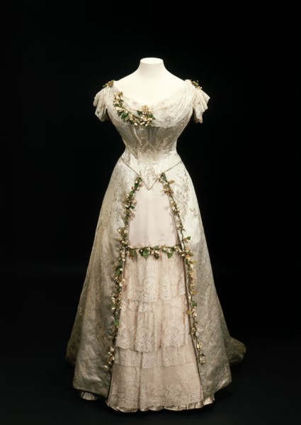 Queen Mary's wedding dress (back view), 1893. Artist: Unknown