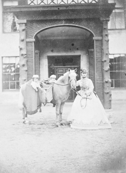 The Princess of Wales with Prince Albert Victor & Prince George (later King George V), 1866. Artist: Unknown