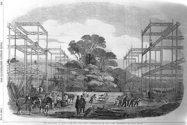 Building in Hyde Park, London for the Great Exhibition, 1851. Artist: Unknown